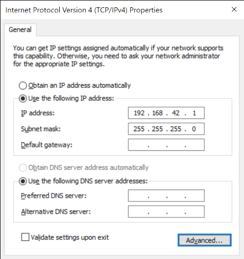 IPv4 properties window